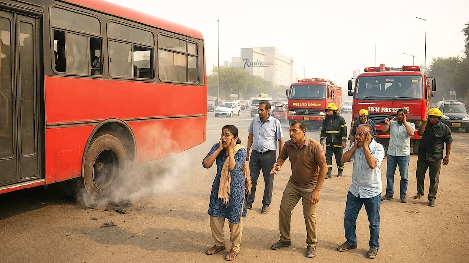 DTC बस के टायर फटने की आवाज