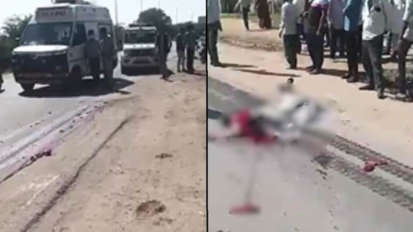 तेज रफ्तार डंपर ने युवक को 100 मीटर तक घसीटा, शव के हुए तीन टुकड़े