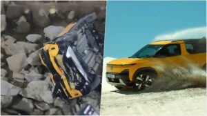 20 फुट गहरे गड्ढे में गिरी SUV — एयरबैग खुलने से बची जान